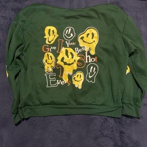 Cartoon & Slogan Graphic Zip-Up Thermal Hoodie